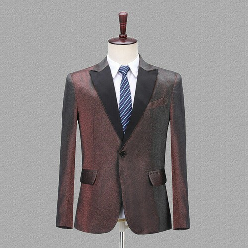 Herren einreihiger Anzug Jacke Peak Revers Blazer Tanzshow - Bild 16 von 16