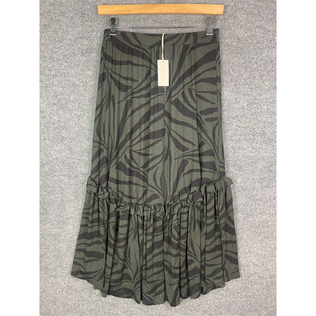 NWT Z Supply Women Leisel Tropical Zebra Midi Skirt Mossy