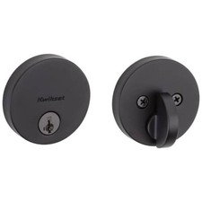 Kwikset Smartkey Matte Black Uptown Modern Low Profile Round Deadbolt 92580-026