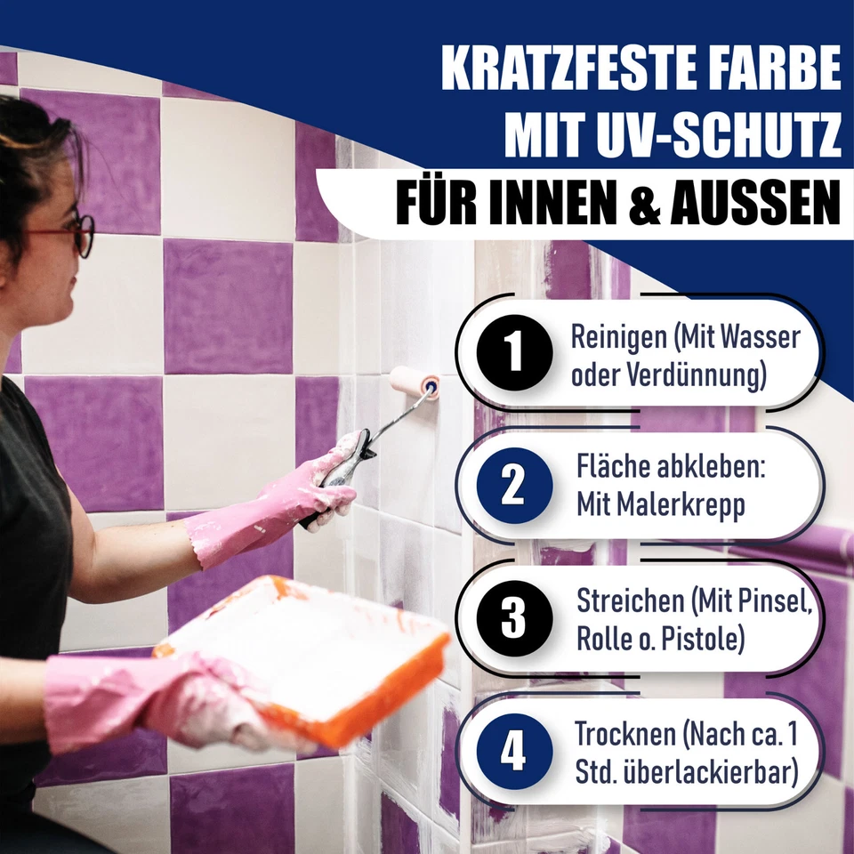 2K tile paint MATT white RAL 9010 tile color SET top coat for bathroom & floor HLP - Image 4 of 4