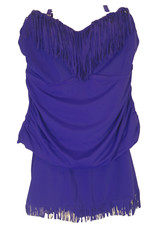 SWIMSUITS FOR ALL NWT INDIGO BLUE FRINGE TRIM SKORT TANKINI PADDED BRA 26W