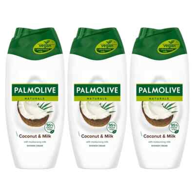 3 x Palmolive Naturals Kokos und Milch Duschcreme Bad Waschen Weiche Haut - 250ml