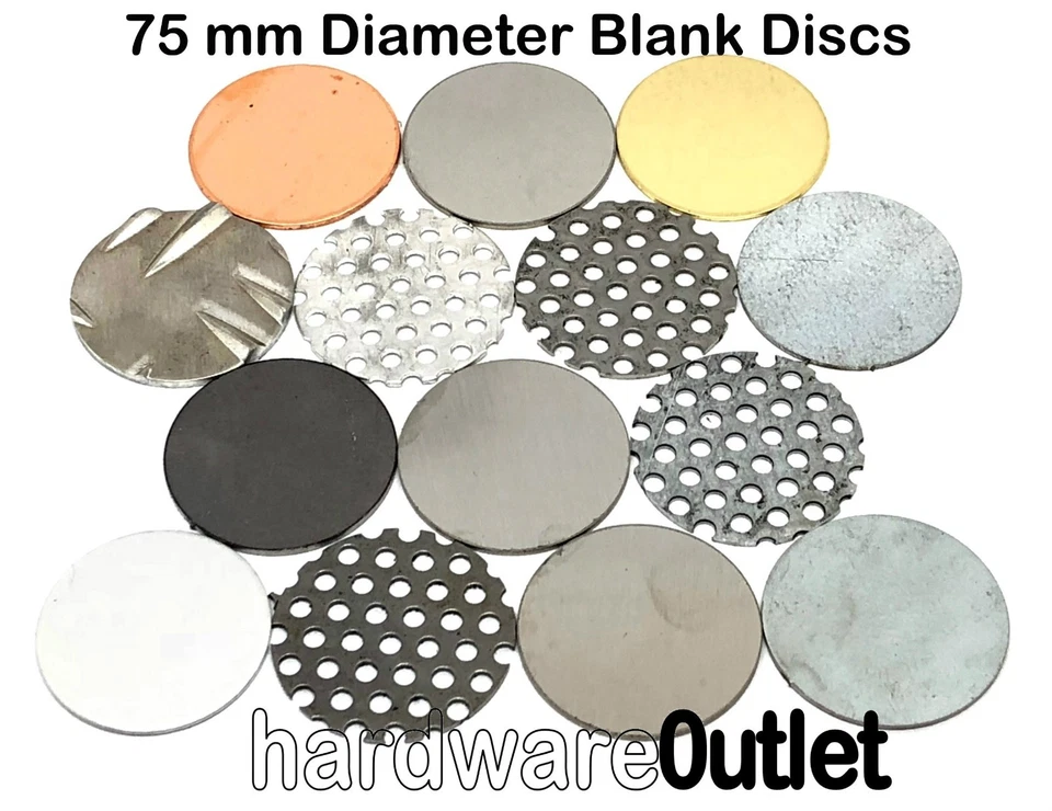 BLANK DISCS 75mm Diameter - Round Metal Plates Brass Steel Copper Aluminium 3"