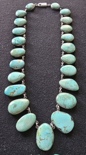 FEDERICO JIMENEZ SPECTACULAR STERLING SILVER TURQUOISE NECKLACE 151.3 GRAMS!!! - Picture 1 of 12