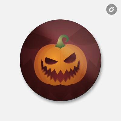 Pumpkin Smile Halloween Evil Grin | 4'' X 4'' Round Decorative Magnet