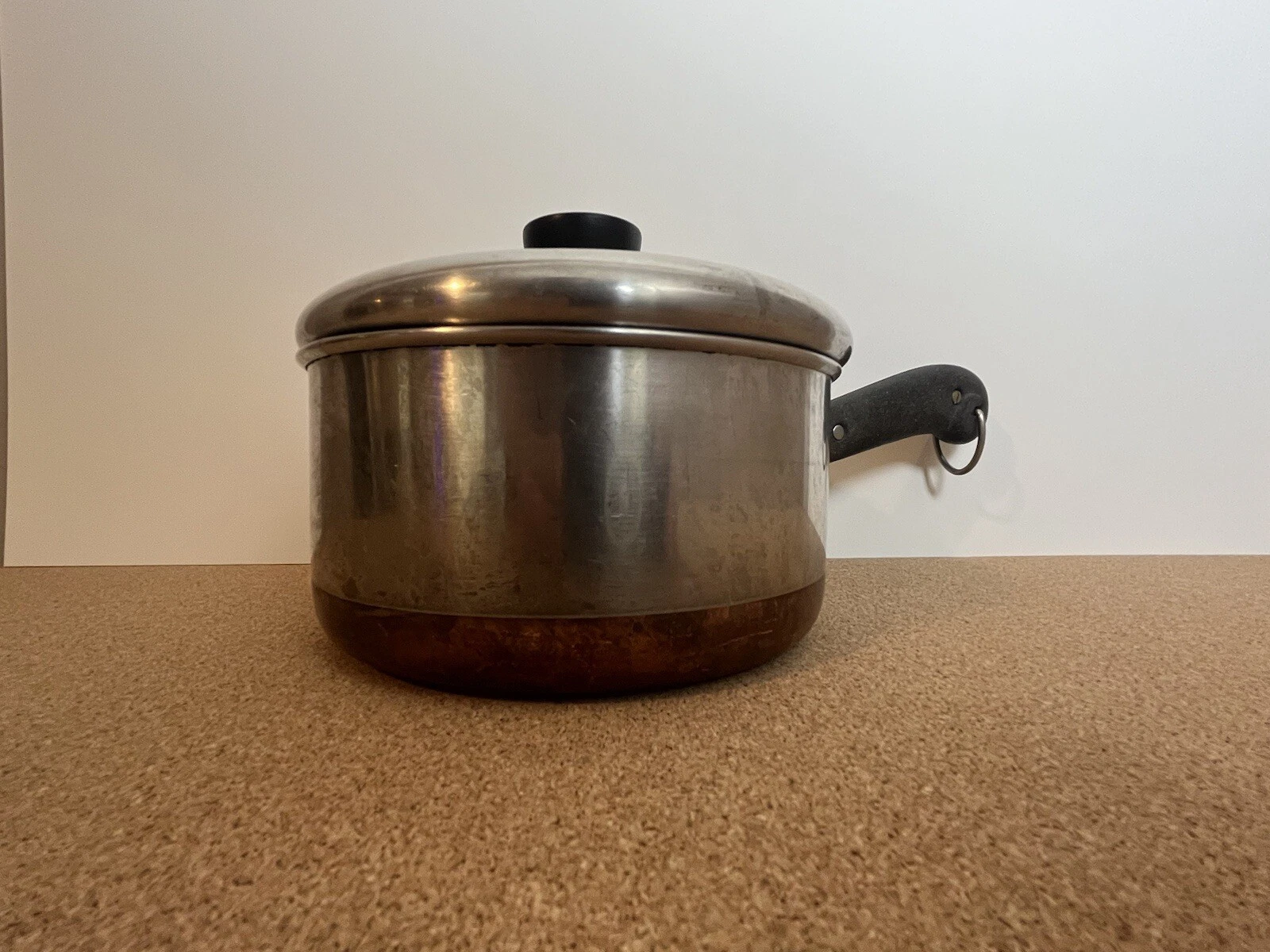 Revere Ware 1801 1- 1/2 Quart Qt Copper Clad Sauce Pan Pot w Lid Clinton IL 97f