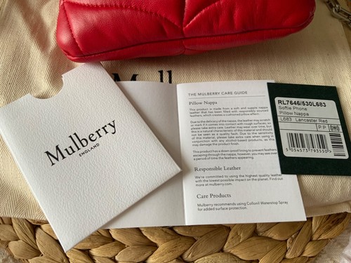 MULBERRY 🌸 Softie Pillow Phone RED Nappa Bag RRP £595 Padded LEATHER Crossbody - Picture 3 of 21