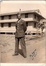 Vtg Found B W Photo WW2 US Army Soldier 1940s Uniform Barracks Personal Letter