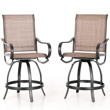 Patio Bar Stools Set of 2 Swivel  Counter Height Barstools Outdoor Bar Chairs