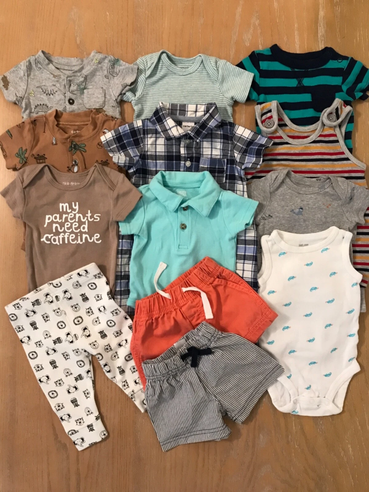 Carter's & Others Infant Boys Summer Clothing Lot of 13 Size 0-3, & 3 Months
