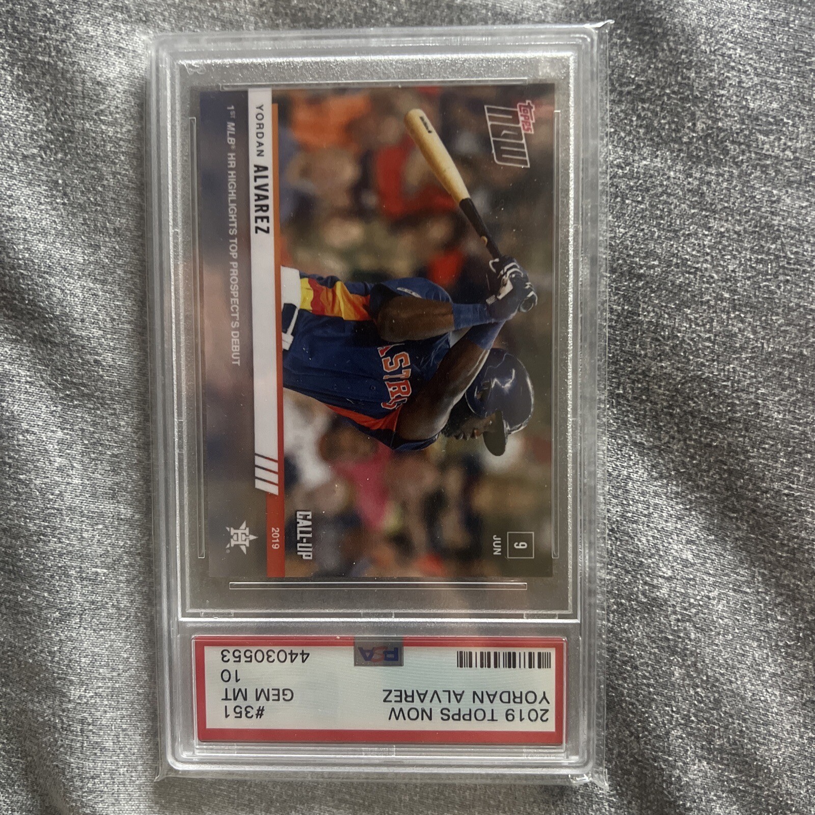 Yordan Alvarez 2019 Topps Now #351 PSA 10 GEM MINT ROOKIE HOT