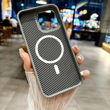 Forged Carbon Fiber Magnetic Phone Case for iPhone 15 Pro Max Wireless Charging