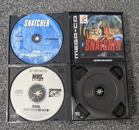 Sega Mega CD Bundle - NHL Hockey '94 and Snatcher reproduction Case/Manual
