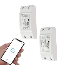 2-Pack 10A Wireless Smart Switch, WiFi Light Switch Compatible with Alexa/Google