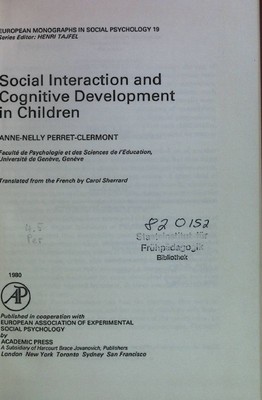 Social Interaction and Cognitive Development in Children Perret-Clermont, Anne-N