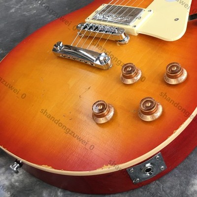 Custom Electric Guitar Flame Maple Top Bone Nut H-H Fixed Stainless Rounded Fret