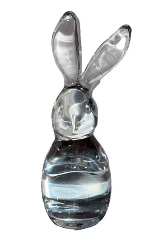 Vintage Clear Blenko Art Glass Rabbit Bunny Paperweight