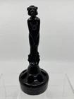 Vtg Fenton Black Glass September Morn Nymph Figural Flower Frog 7”