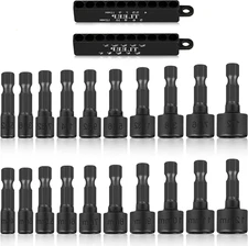 20x Power Nut Driver Set for Impact Dril, SAE & Metric 1/4” Hex Head Drill Bit S