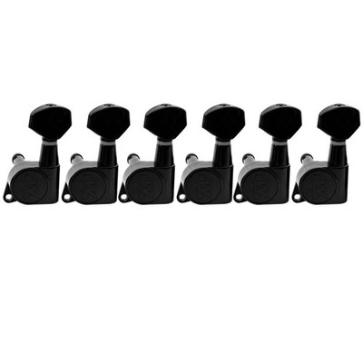 Wilkinson E-Z-LOK Black Left Handed 6 Inline Guitar Machine Head Tuning Peg Set