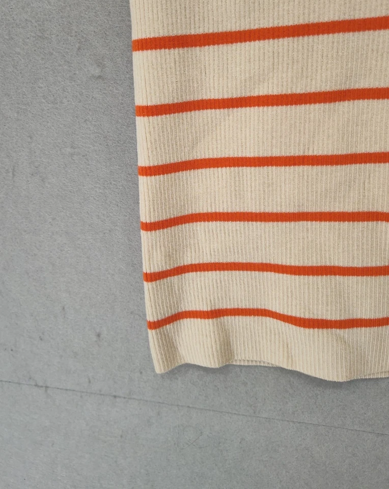 J Crew женщин Топ очень маленький оранжевый в полоску шелковая смесь квадратный вырез ребристый бак - Изображение 4 из 4