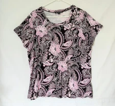 INC International Concepts Women Size 1X Shirt Top Short Sleeve Paisley Pink