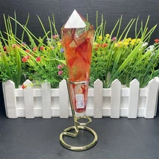 2LB 3.3" Fire Quartz Hematoid Tower Scepter Crystal Carving Healing Energy