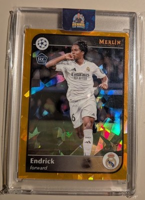 Endrick Rookie Merlin Chrome UEFA Champions League Orange Cracked ICE /25