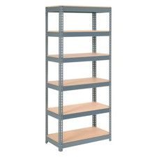 Boltless Extra Heavy Duty Shelving 36"W x 18"D x 72"H 6 Shelves Wood Deck