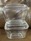 2 sets Vintage Small Pyrex Clear Refrigerator Dish With Lid 501B Dish 501C Lid