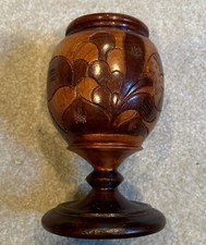 Wood Urn Hand Carved Goblet Vase