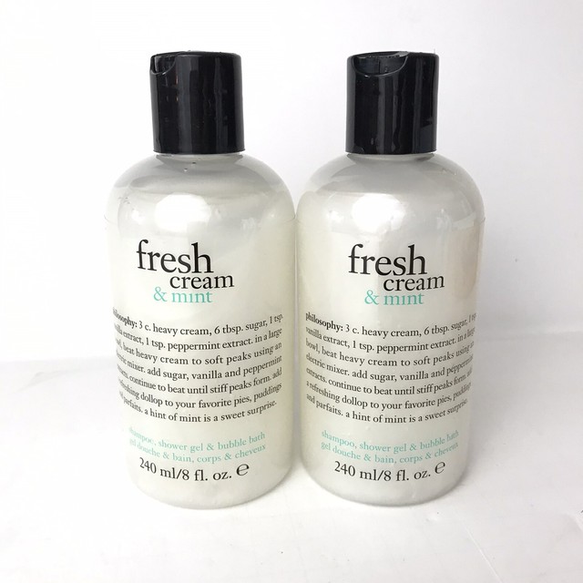 Philosophy Fresh Cream & Mint Shampoo Wash Gel Bubble Bath 2 Pack 8 Fl