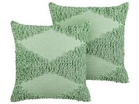 Dekokissen 2Er Set Mit FüLlung Strukturiert Baumwolle GrüN 45 X 45 Cm Rhoeo