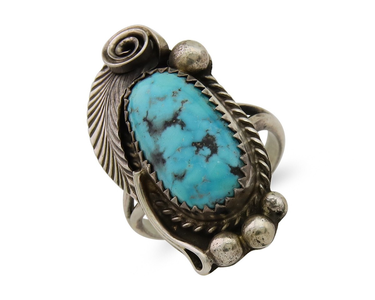 Navajo Ring 925 Sterling Silver Natural Turquoise Native American