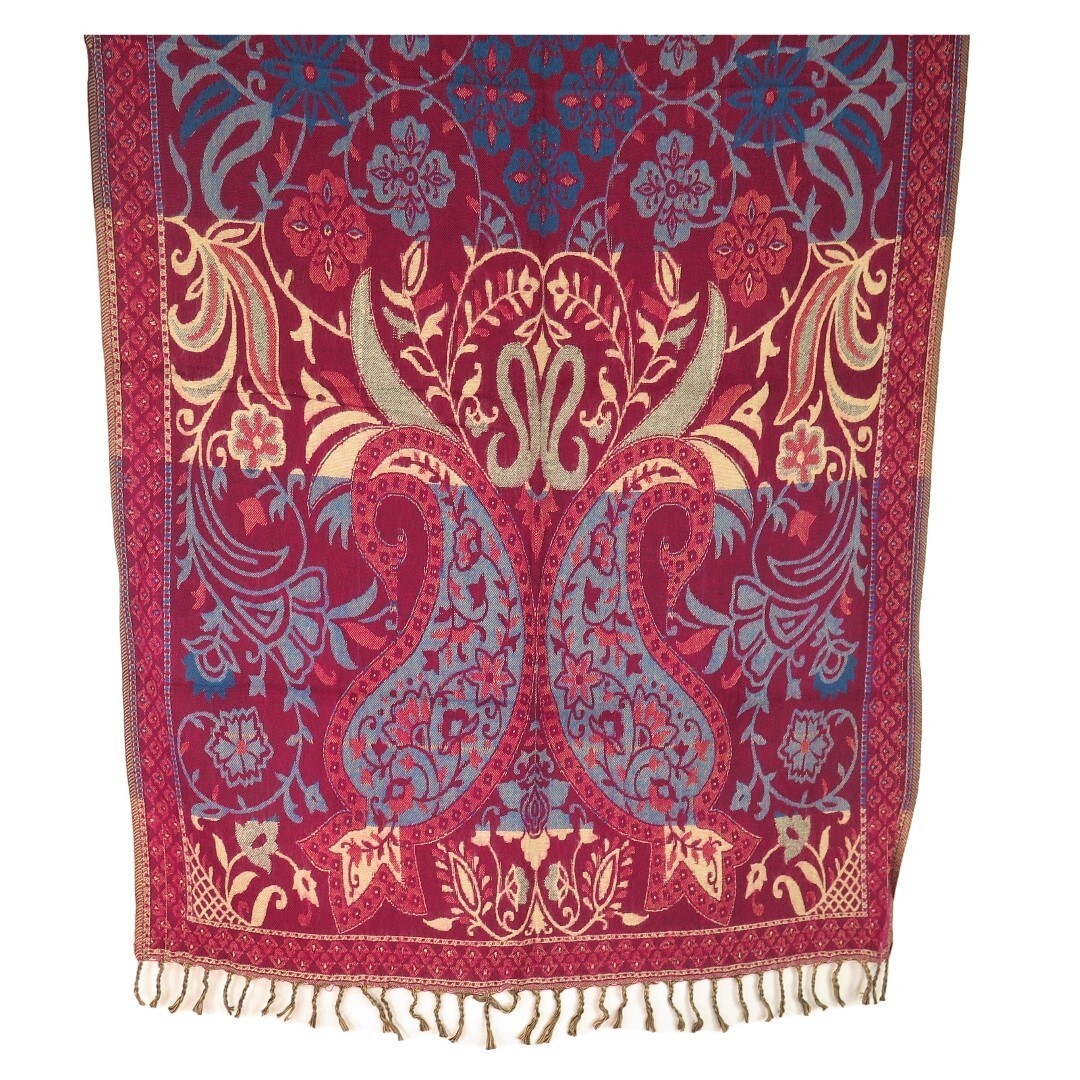 Blanket/Throw | Yak Wool Blend |Nepal |Handmade |Over-Sized | Red image 3
