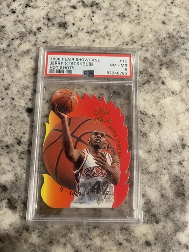 PSA 8 1996-97 1996 FLAIR SHOWCASE HOT SHOTS JERRY STACKHOUSE #16 INSERT RARE