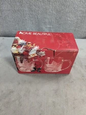 Set of Two Home Beautiful Holiday Flowers Embossed Mugs - Japan