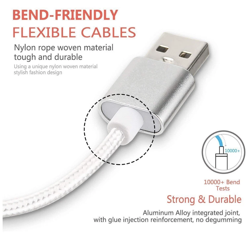 2 Pack 10/6ft Micro USB Cable Fast Charge Sync Data for Samsung Android HTC LG  - Image 3 of 3