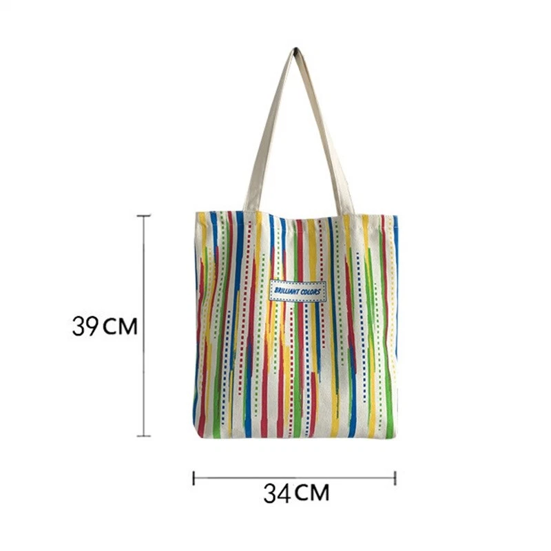 Bolso de Lona Nuevo Bolso Escolar Arco Iris Rayas Bolso de Viaje Bolso de Compras Un Hombro Foto 2 de 4