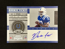 2011 Playoff Contenders Rookie Ticket On-Card Auto #236 Delone Carter RC Colts. rookie card picture