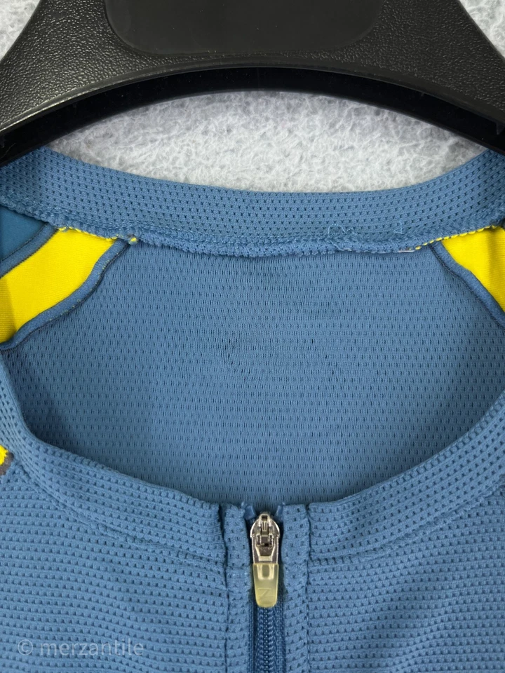 Jersey de ciclismo ZOOT adulto mediano azul amarillo media cremallera sin mangas bolsillos laterales Foto 4 de 4