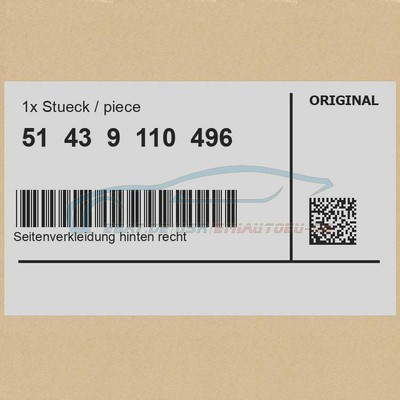 Original Mini 51439110496 - [SUPER PREIS] Seitenverkleidung hinten 