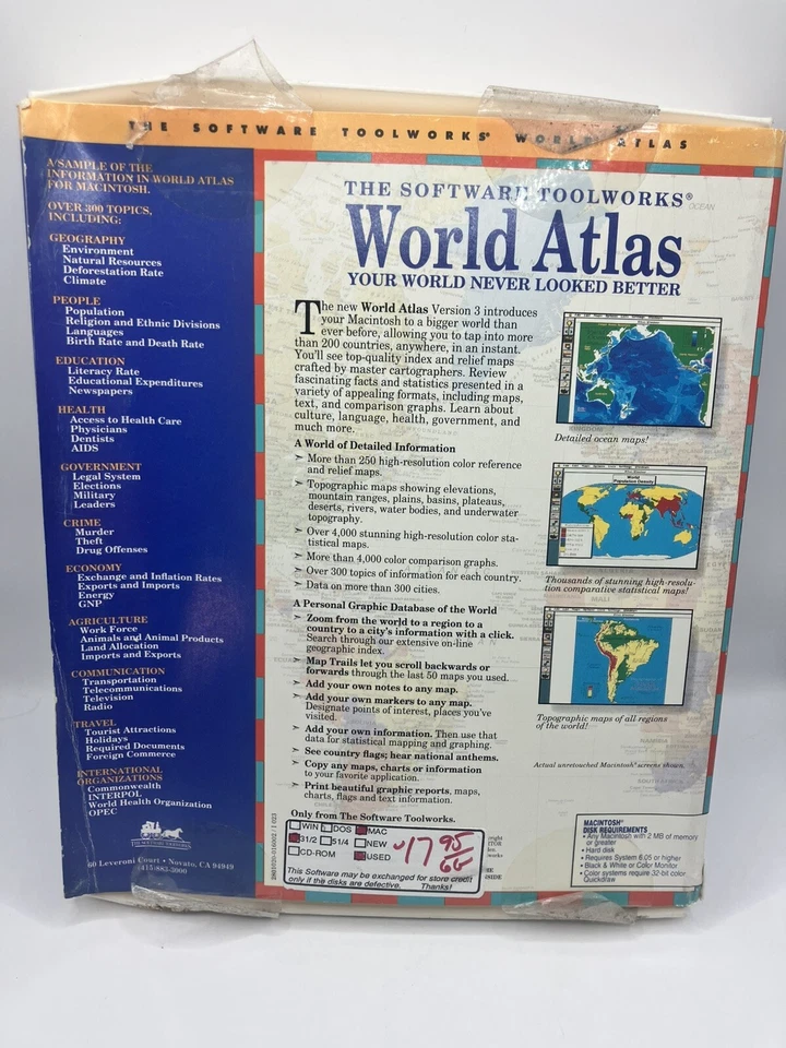 The Software Toolworks World Atlas Ver 3 for Mac OS - Image 4 of 4