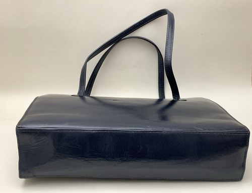 Ackery Large Vintage 1950s Blue Leather Handbag Buff Suede Lining & Elbief Frame - Picture 13 of 24