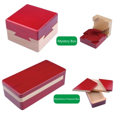 Secret Wood Magic Puzzle Box versteckter Schmuck Schatz Spielzeug Knobelspiel