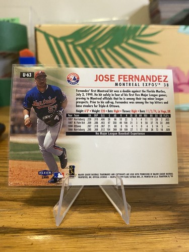 1999 Fleer Tradition Update Montreal Expos Baseball Card #U63 Jose Fernandez RC - Picture 2 of 2