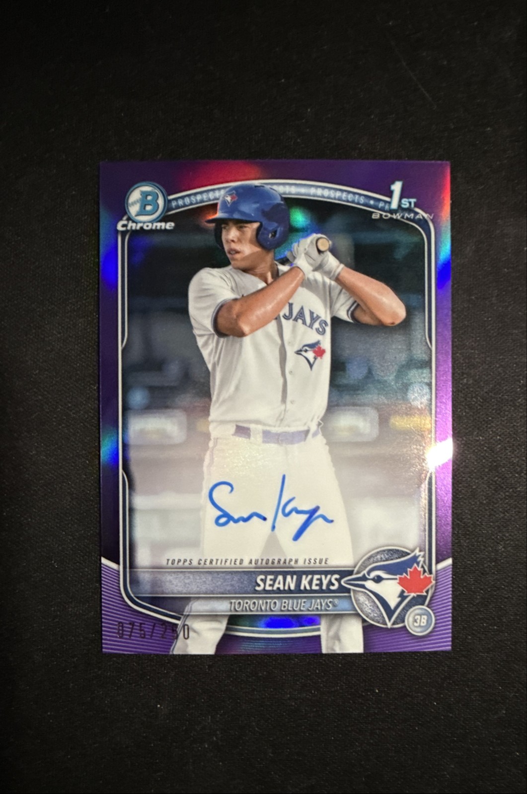 2025 Bowman - Chrome Prospect Autograph Sean Keys #CPA-SK Purple Refractor /250