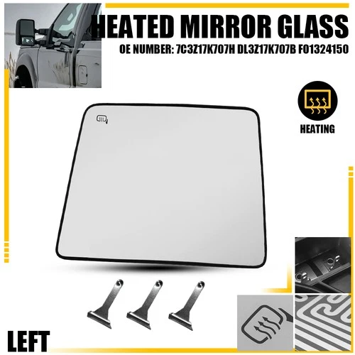 For 2008-2016 Super Duty 350 F250 450 RH Tow Mirror Upper Glass Heated Driver