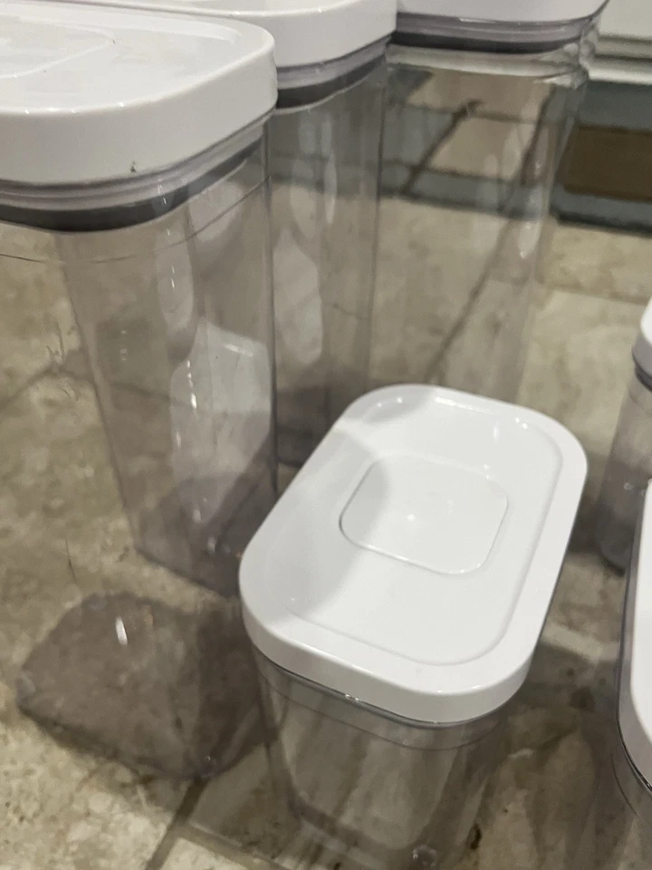 OXO White Plastic Pop Top Containers Set Of 8 - FREE SHIP! - Image 2 of 4