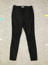 Good American Good Legs Crop Jeans Pants Womens 8/29 Black Faux Suede Skinny